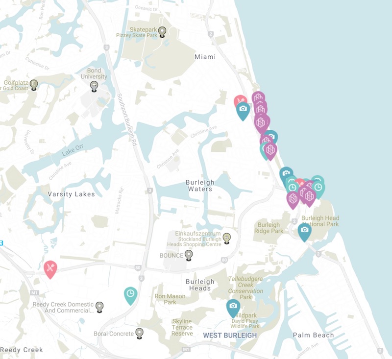 burleigh heads map karte goldcoast