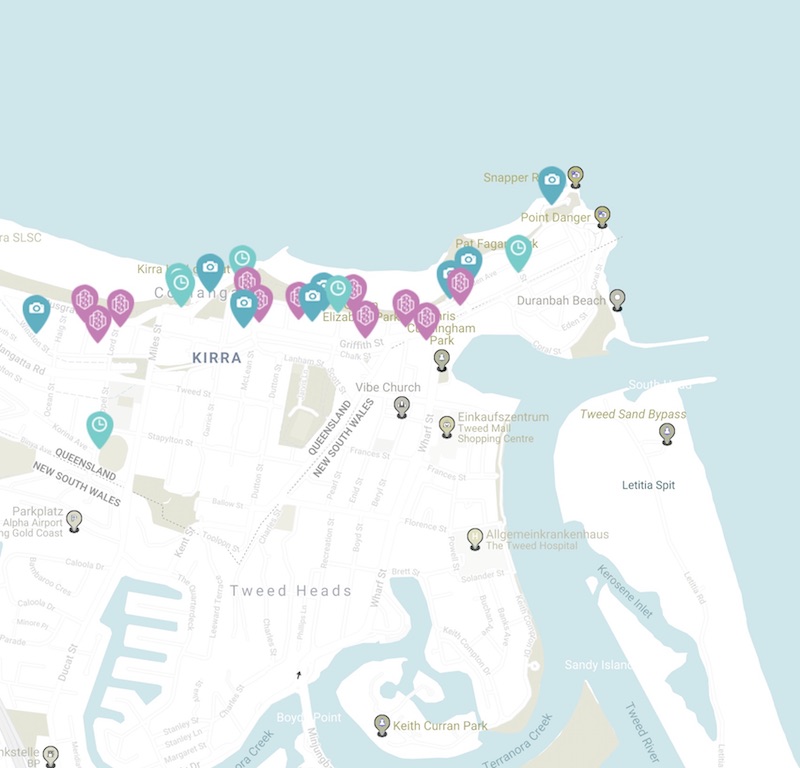 coolangata kirra snapper rocks map karte goldcoast